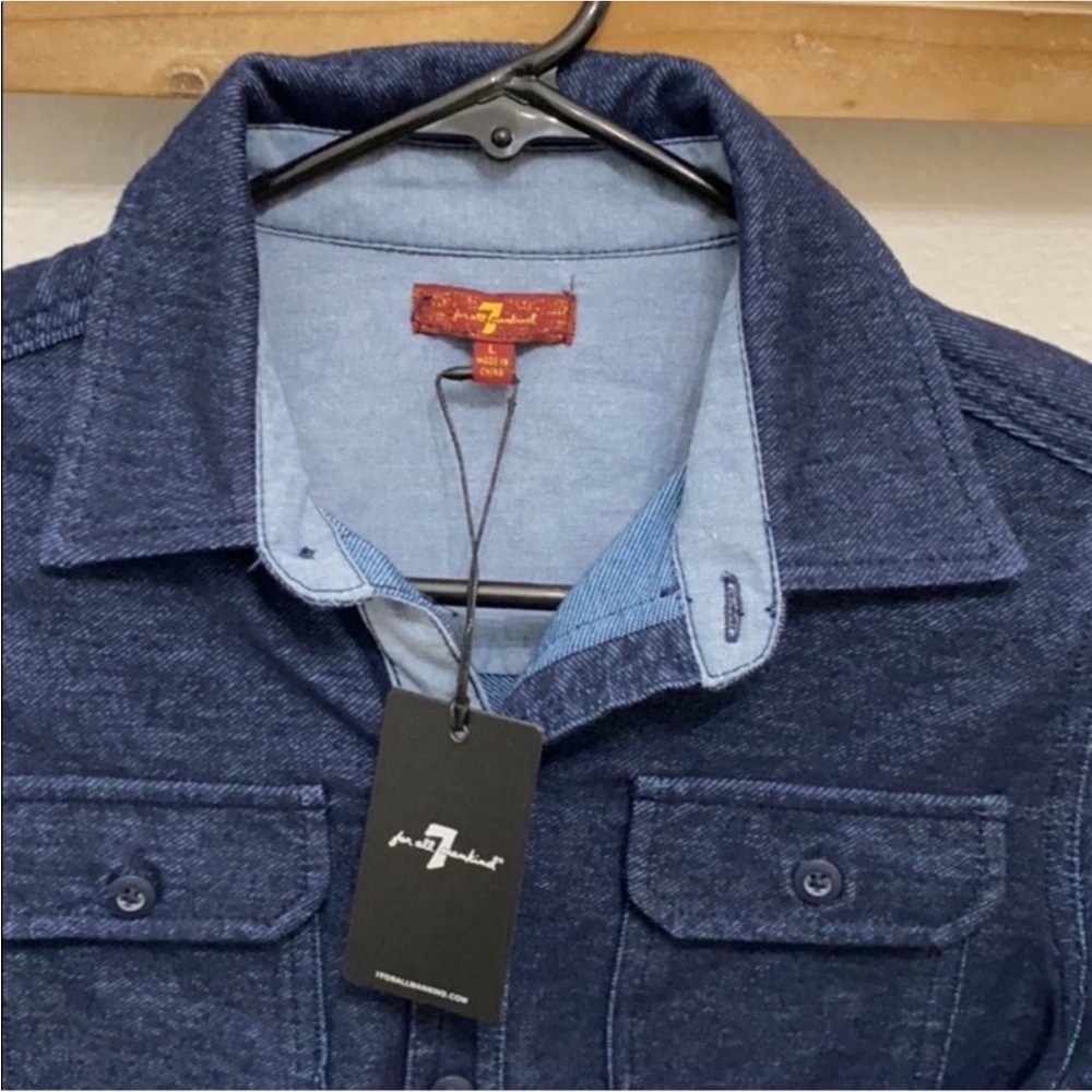 New with tags authentic 7 for All Mankind boys designer button down shirt L - Picture 4 of 6